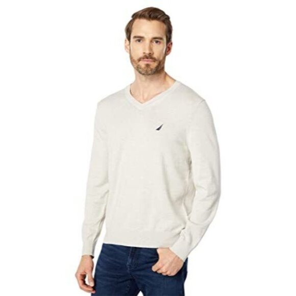 Nautica Navtech V-Neck Sweater Oatmeal Ivory Heather Size 2XL - Picture 1 of 1